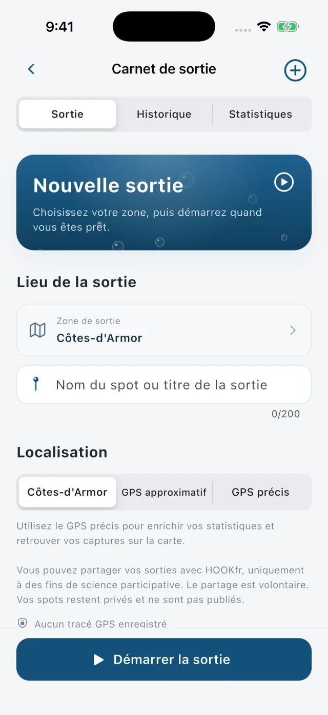 Préparer une nouvelle sortie et choisir son mode de localisation