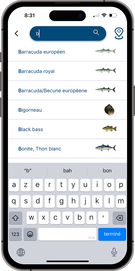 Recherche d'une espèce par nom dans HOOKfr
